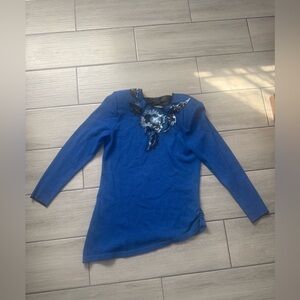 Toula Vintage Blue Long Sleeve Women's Top Size 12